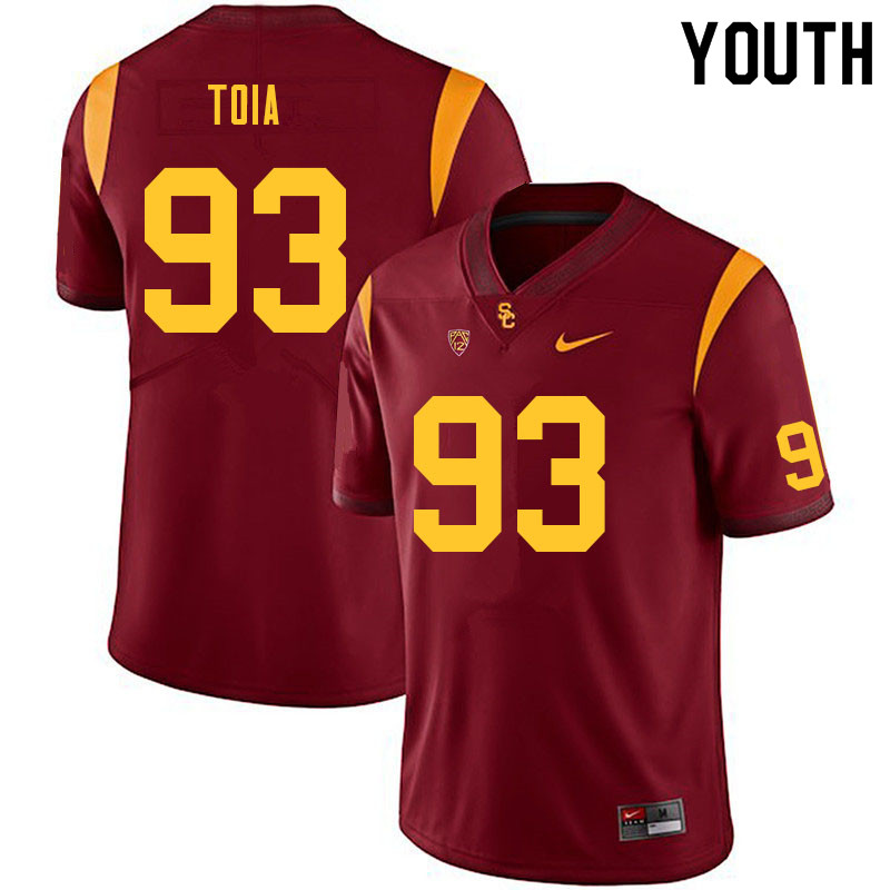 Youth #93 Jay Toia USC Trojans College Football Jerseys Sale-Cardinal